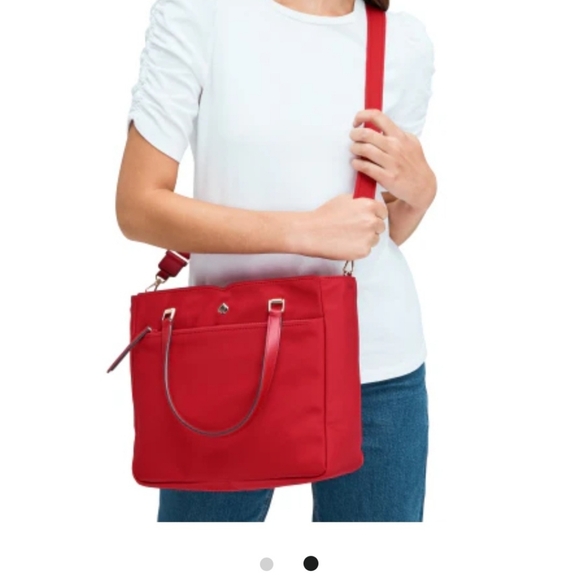 Kate Spade Red Nylon Medium Satchel Purse - Picture 2 of 10